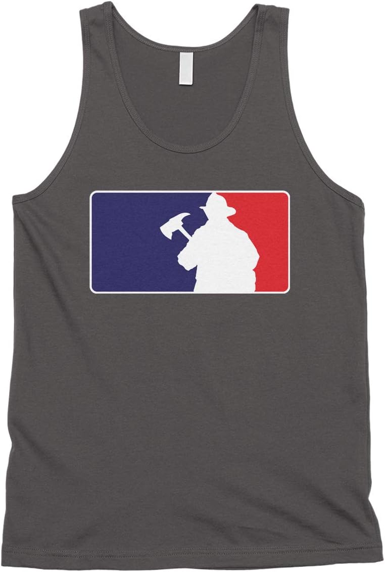 Cybertela Men's Firefighter Baseball Fire Fighter Emblem Flag Tank Top - Charcoal