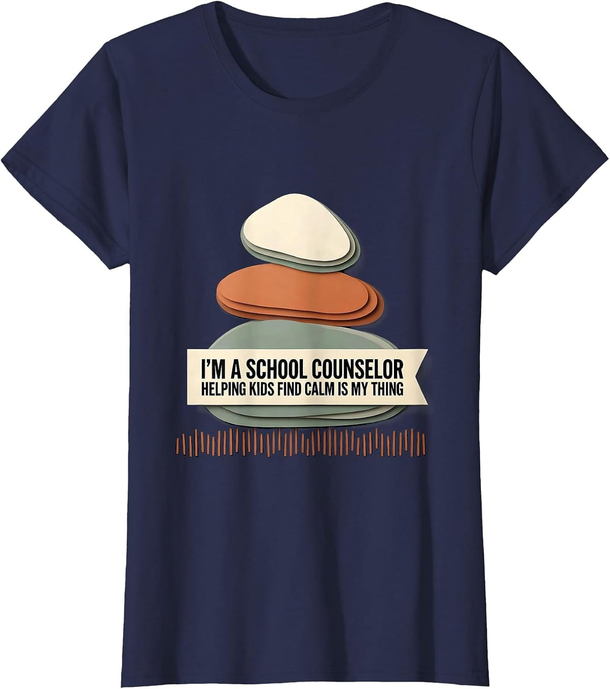 Women's I'm a School Counselor—Helping Kids Find Calm Is My Thing T-Shirt - Navy Blue