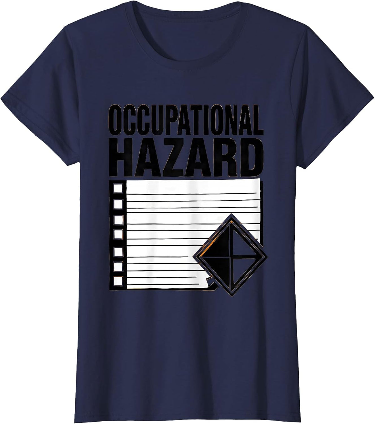 Women's Occupational Hazard Stencil Graphic Physical Therapist OT T-Shirt - Navy Blue