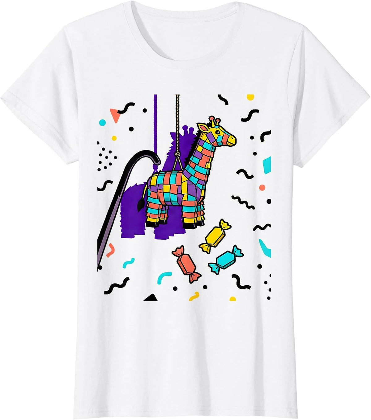 Giraffe Piñata Memphis Modern Cinco De Mayo Party Costume T-Shirt - White