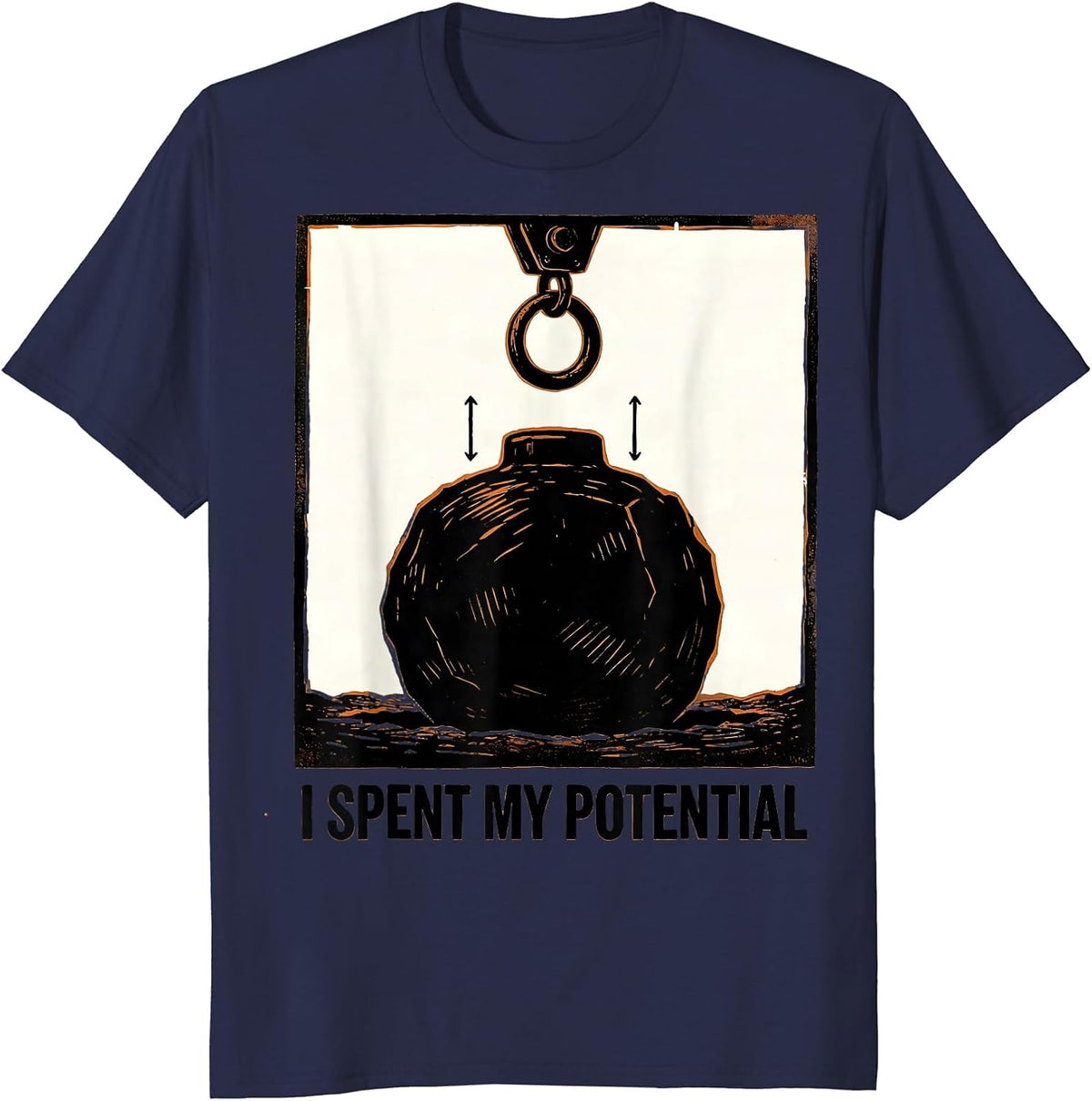 Men's I Spent My Potential Funny Physics Pun Humor T-Shirt - Navy Blue