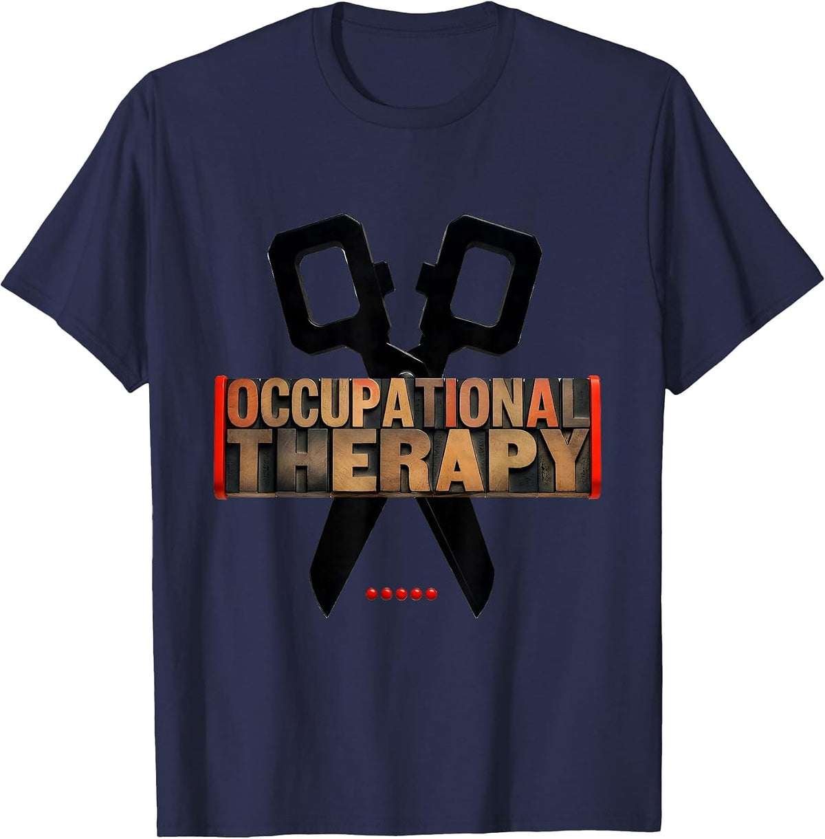 Occupational Therapy Retro Adaptive Scissors OT Therapist T-Shirt - Navy Blue