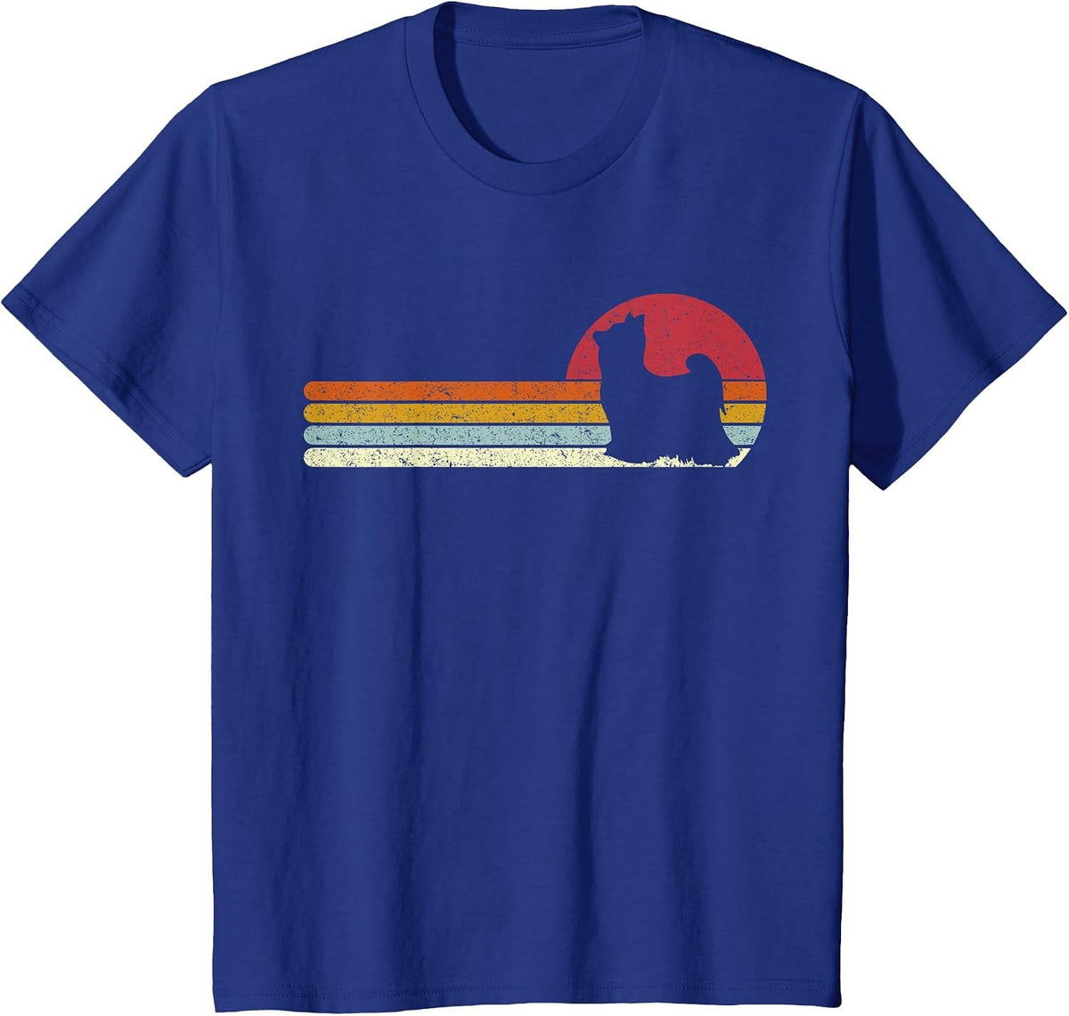 Yorkie Silhouette Sunset Dog Owners T-Shirt - Royal Blue