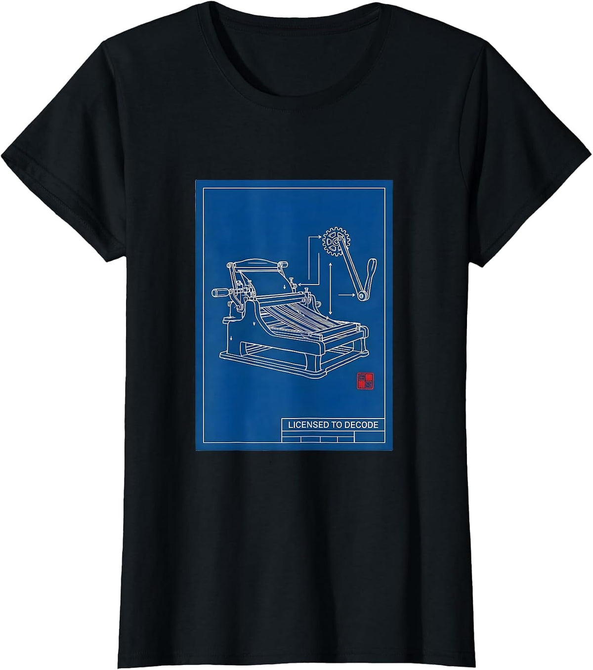 Women's Licensed To Decode Technical Blueprint Dyslexia Teacher T-Shirt - Black