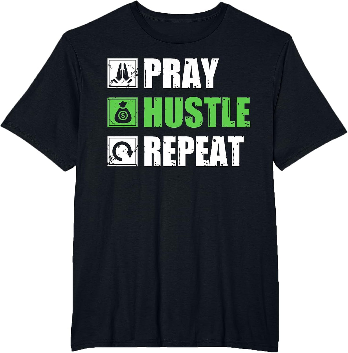 Entrepreneur - Pray Hustle Repeat Funny CEO Business Owner T-Shirt - Black