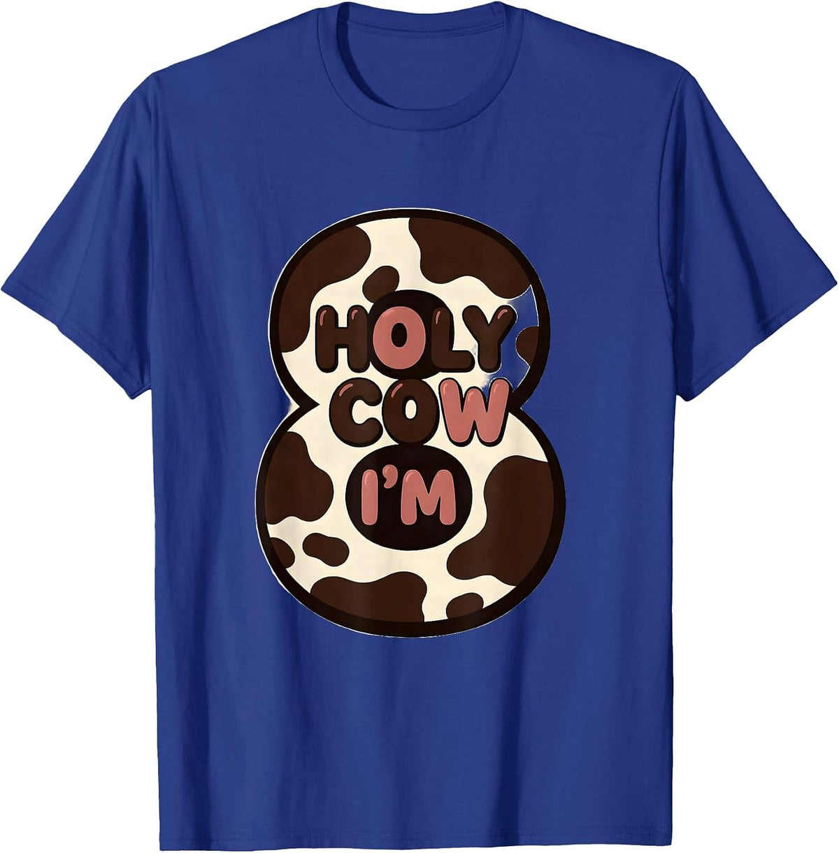 Holy Cow I'm Eight Cute Highland Cow Birthday Girl Farm Mom T-Shirt - Royal Blue