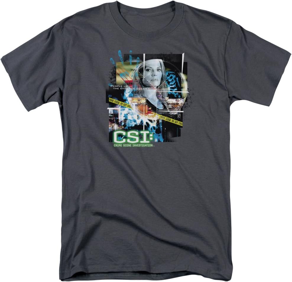 Trevco Csi Do Not Cross Adult T-Shirt Shirt - Charcoal