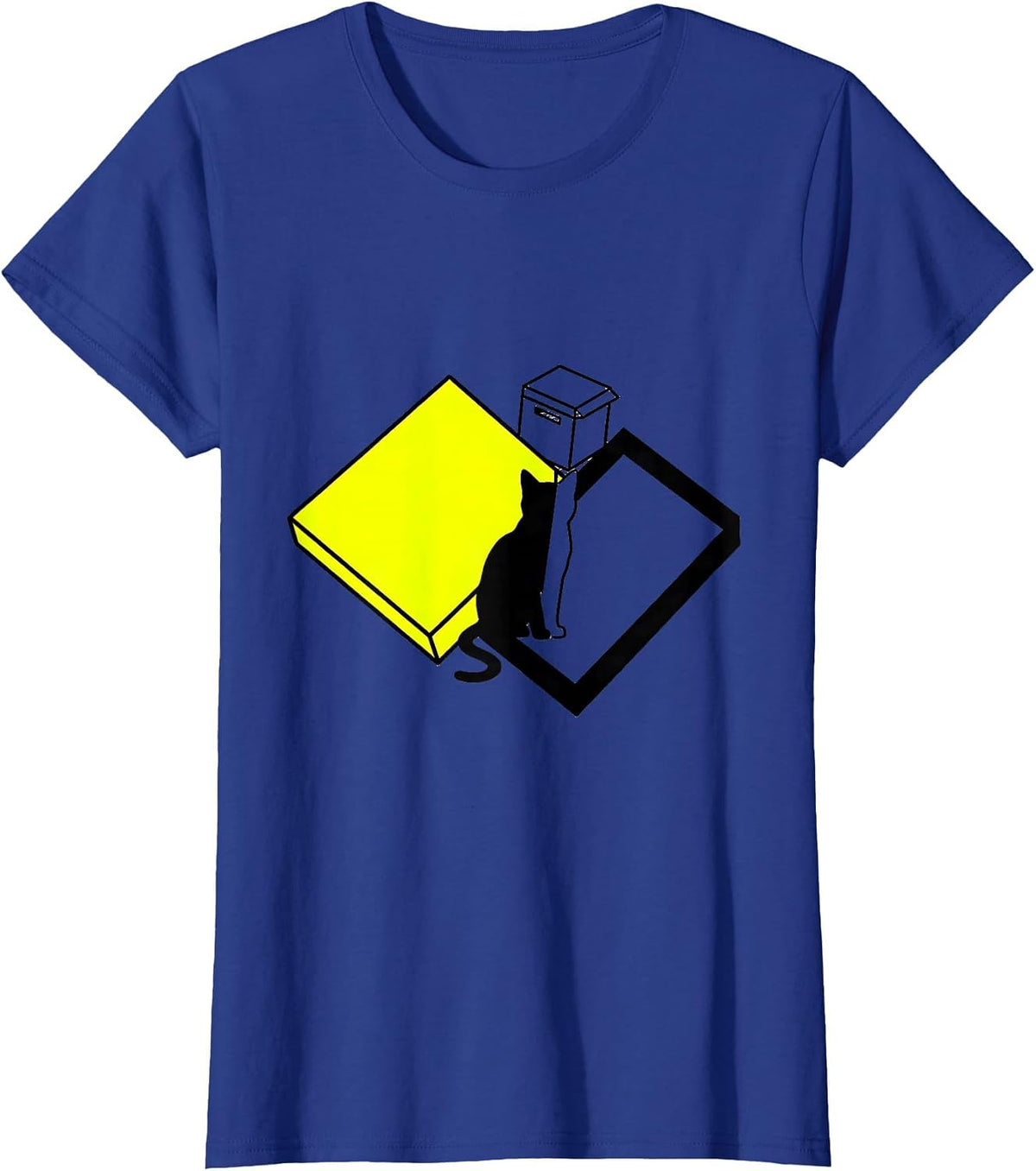 Women's Diagonal Toggle Cat Quantum Physics Humor Gift T-Shirt - Royal Blue