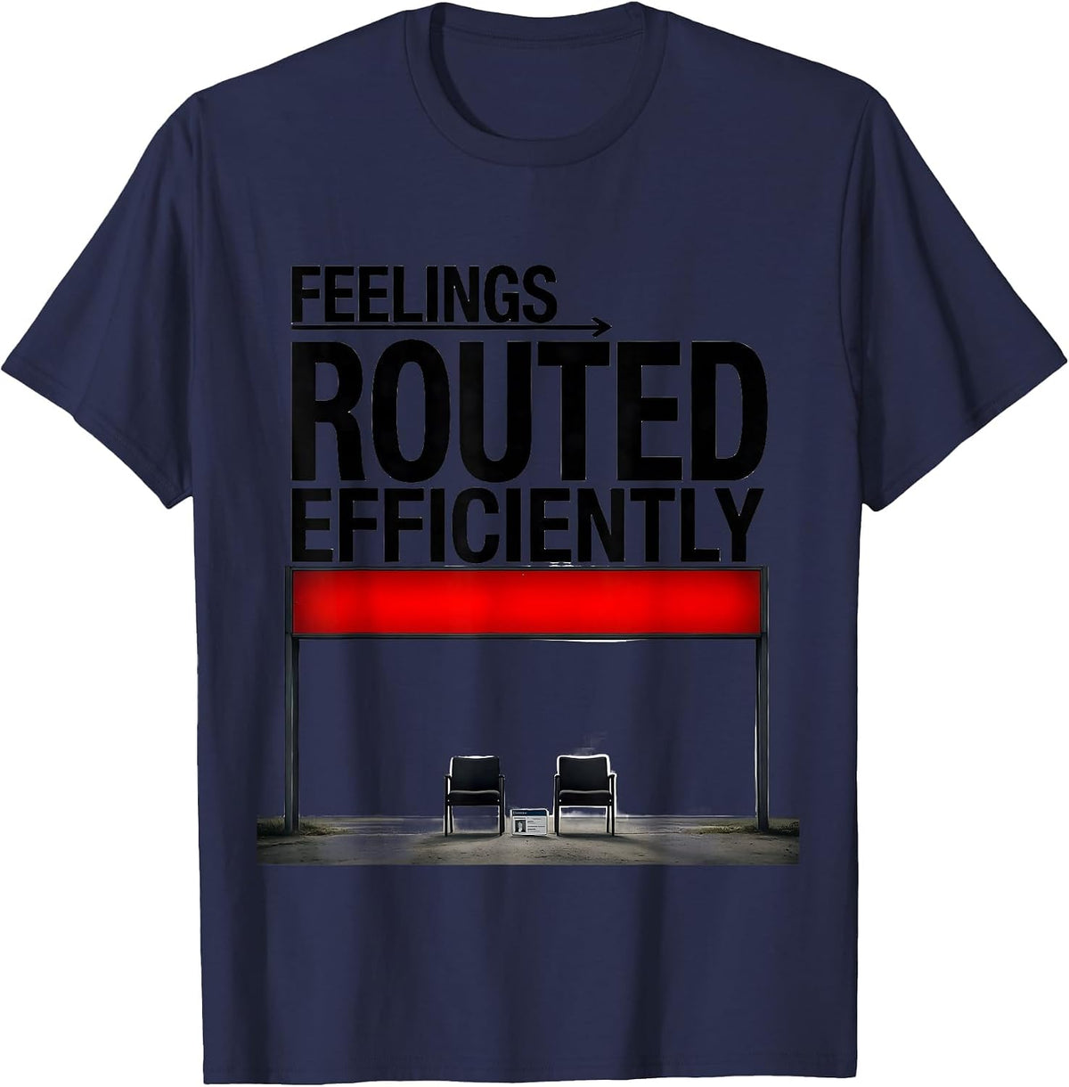 Men's Feelings, Routed Efficiently Groovy Retro School Counselor T-Shirt - Navy Blue
