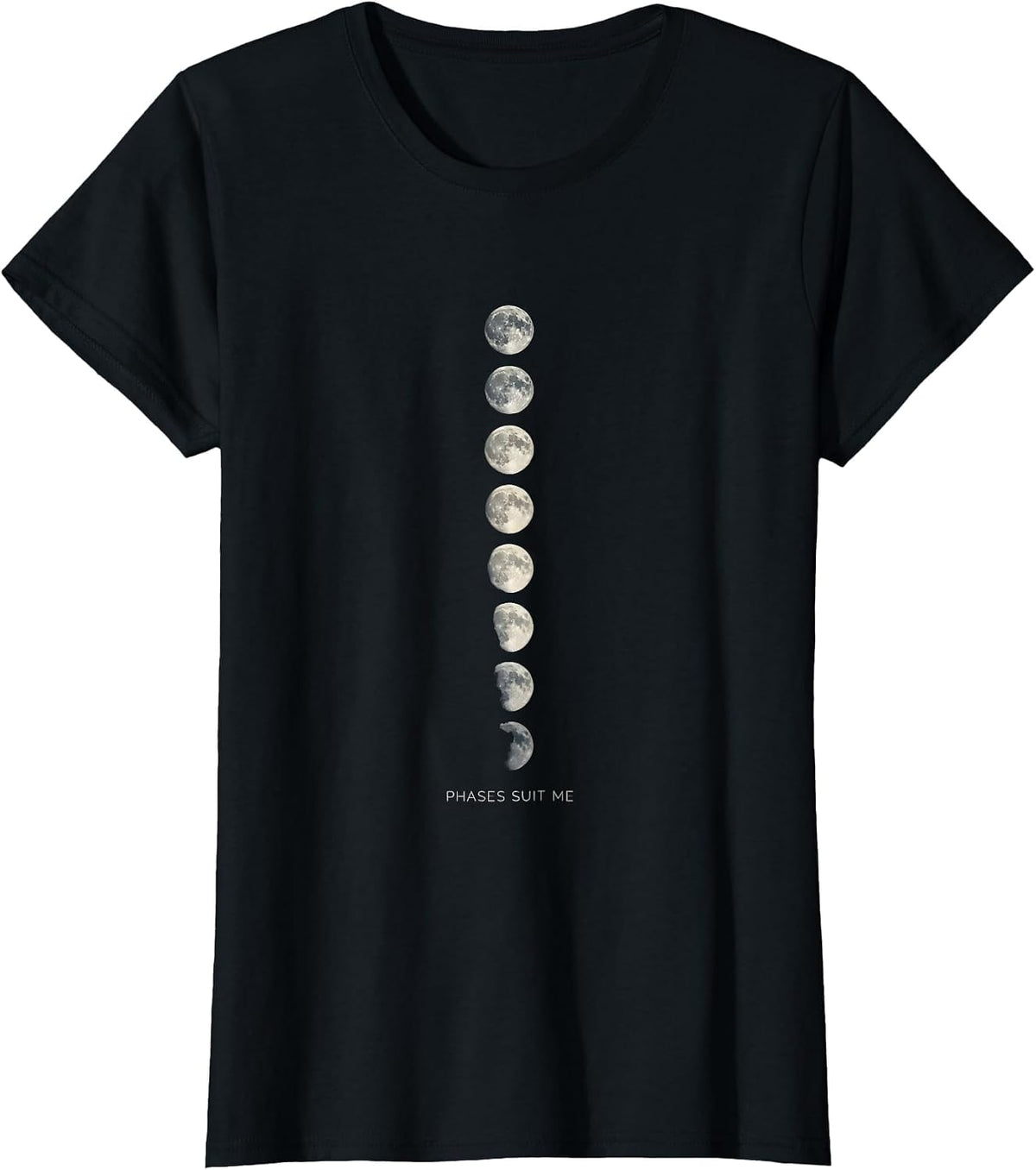 Women's Phases Suit Me Vintage Astronomy Celestial Lunar Cycle T-Shirt - Black