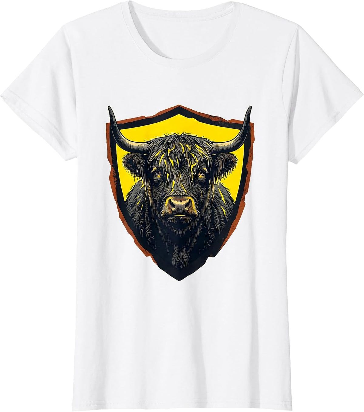 Women's Highland Cow Cute Scottish Humor Stencil Graphic T-Shirt - White