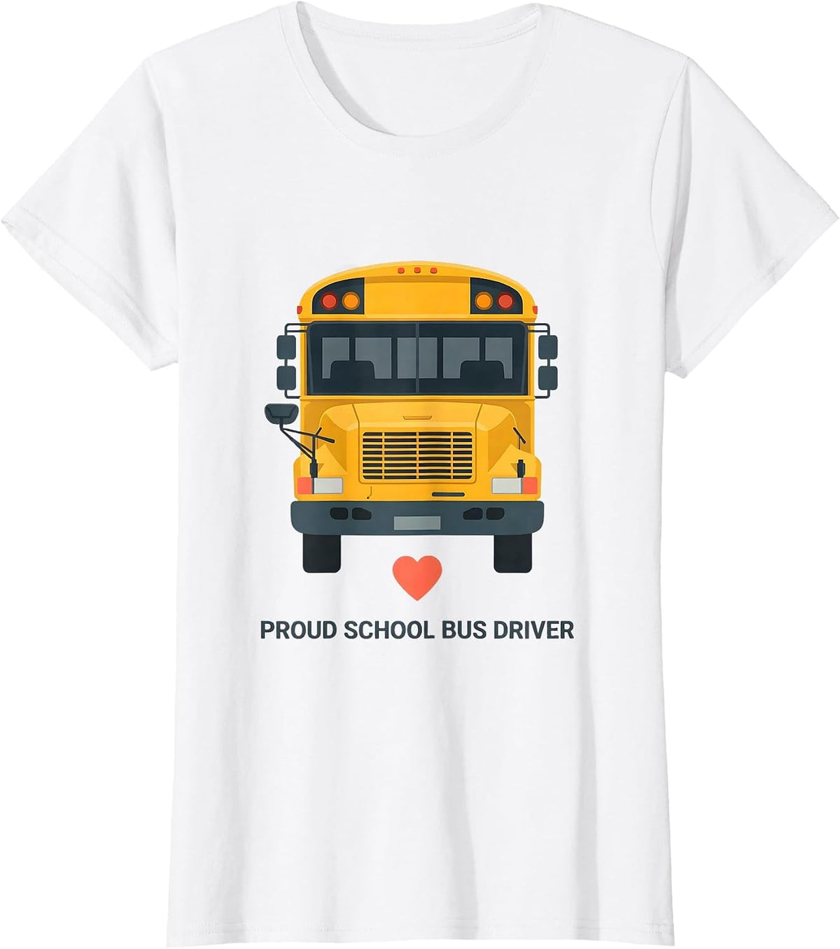 Proud School Bus Driver Flat Vector Transportation Squad T-Shirt - White