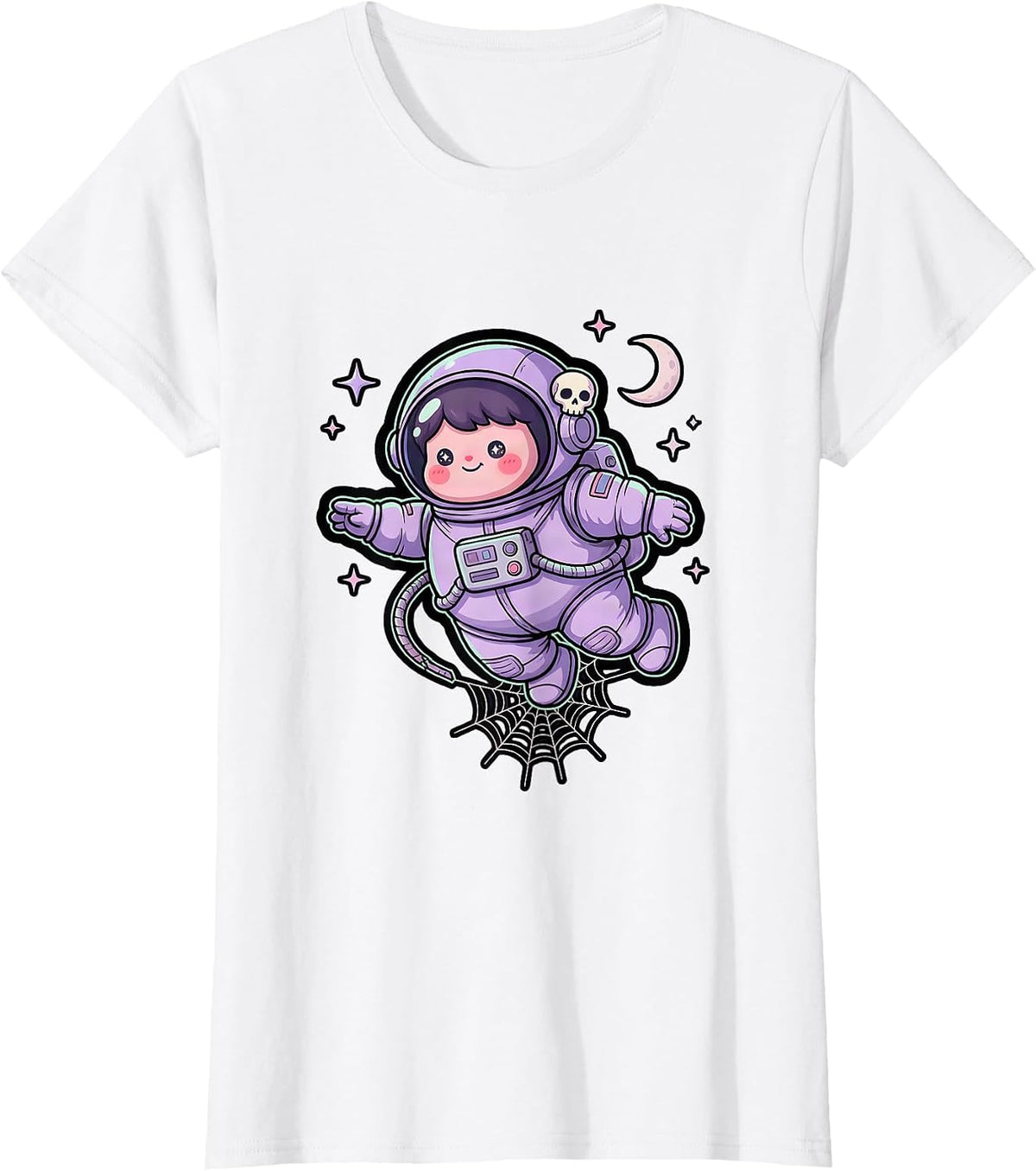 Women's Astronaut Drifting Away From Space Station T-Shirt - White