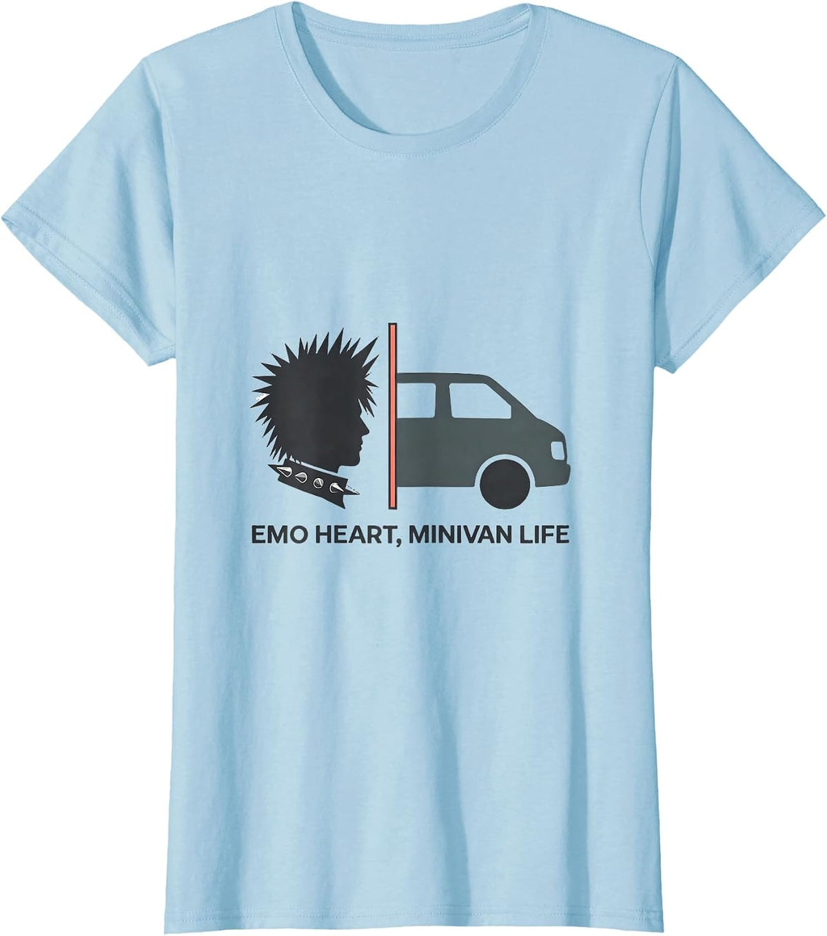 Emo Heart Minivan Life Funny Elder Emo Goth Nostalgia T-Shirt - Baby Blue