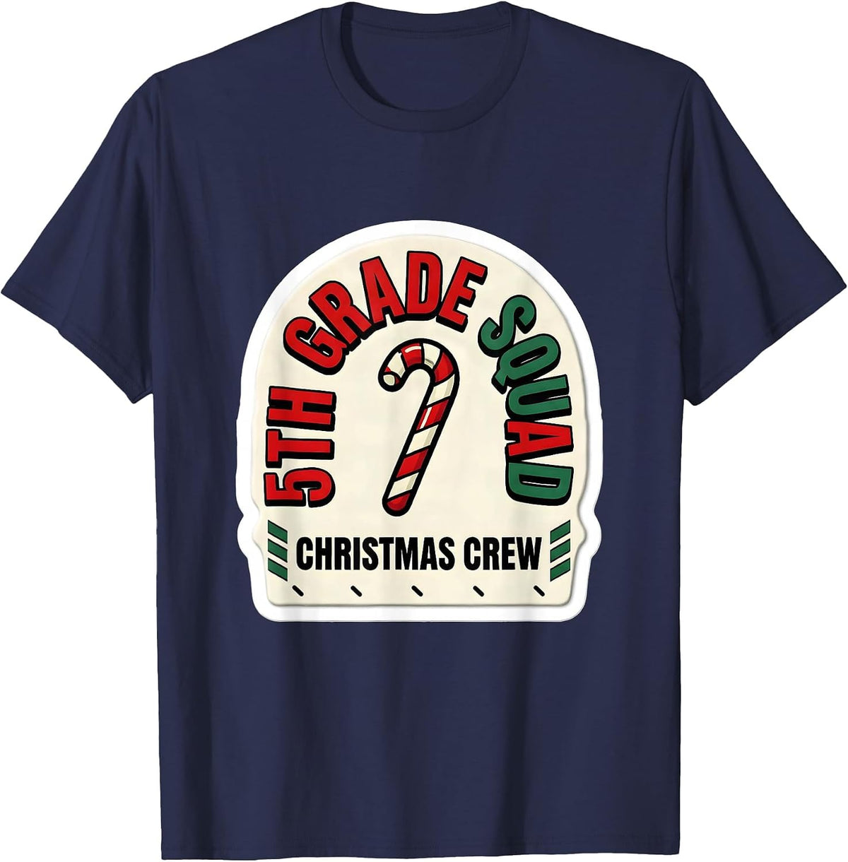 Men's 5th Grade Squad Christmas Crew Teacher Squad Holiday T-Shirt - Navy Blue