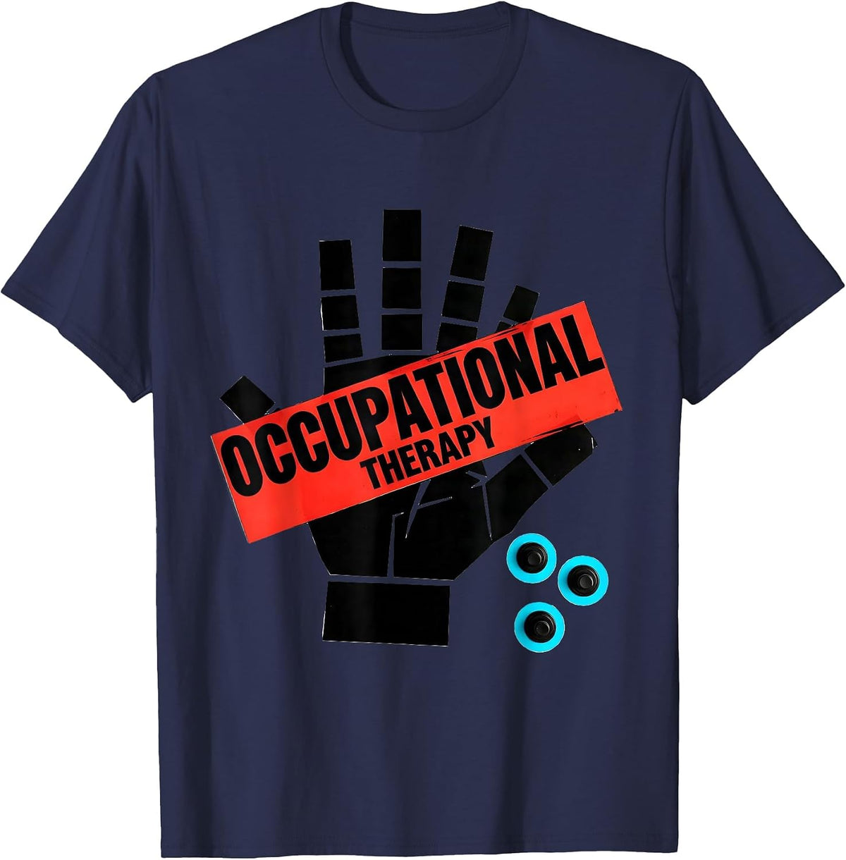 Men's Occupational Therapy New Wave Retro OT Therapist Gift T-Shirt - Navy Blue