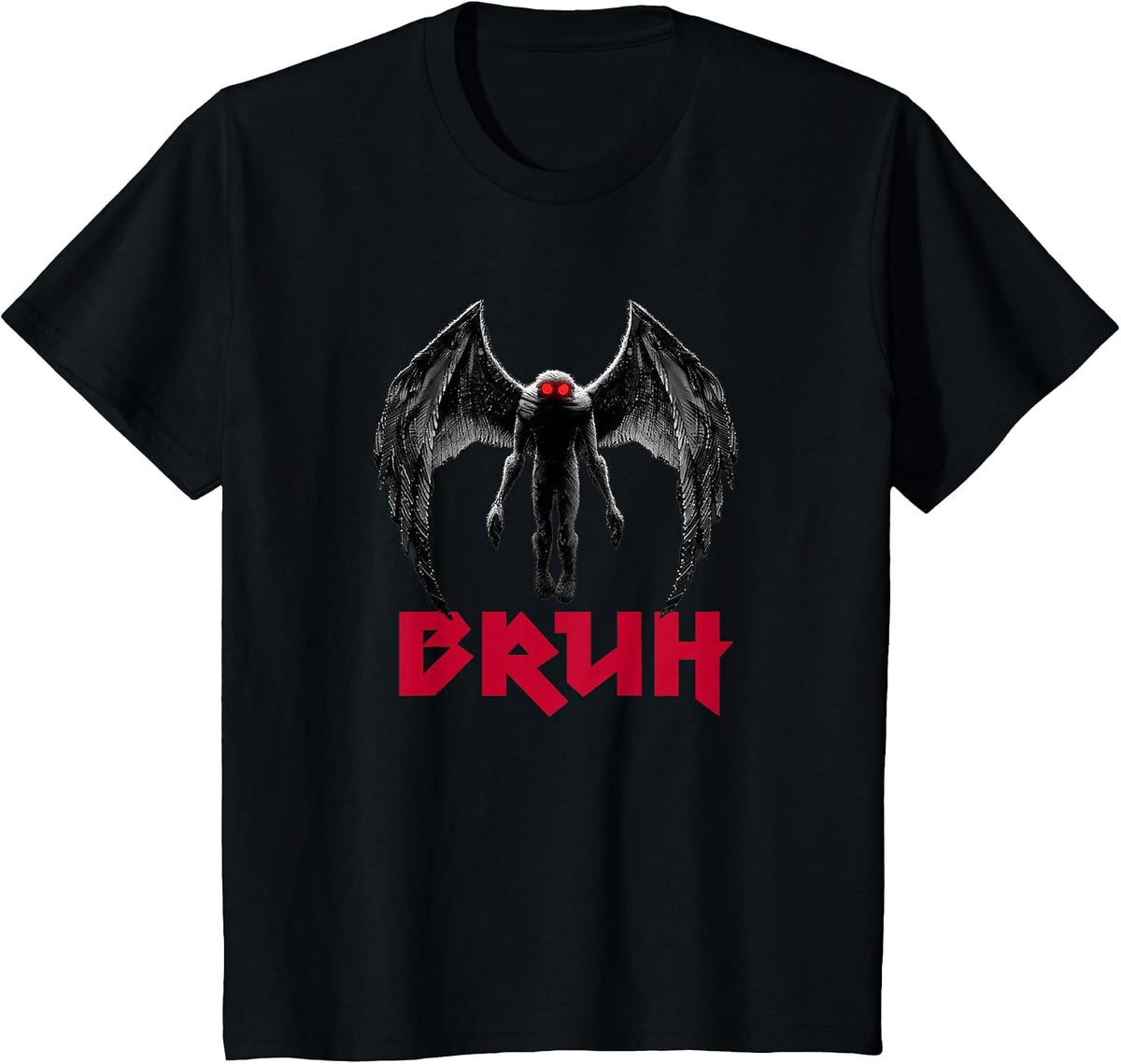 Cryptid Metalcore Heavy Metal Music Band Mothman Bruh T-Shirt - Black