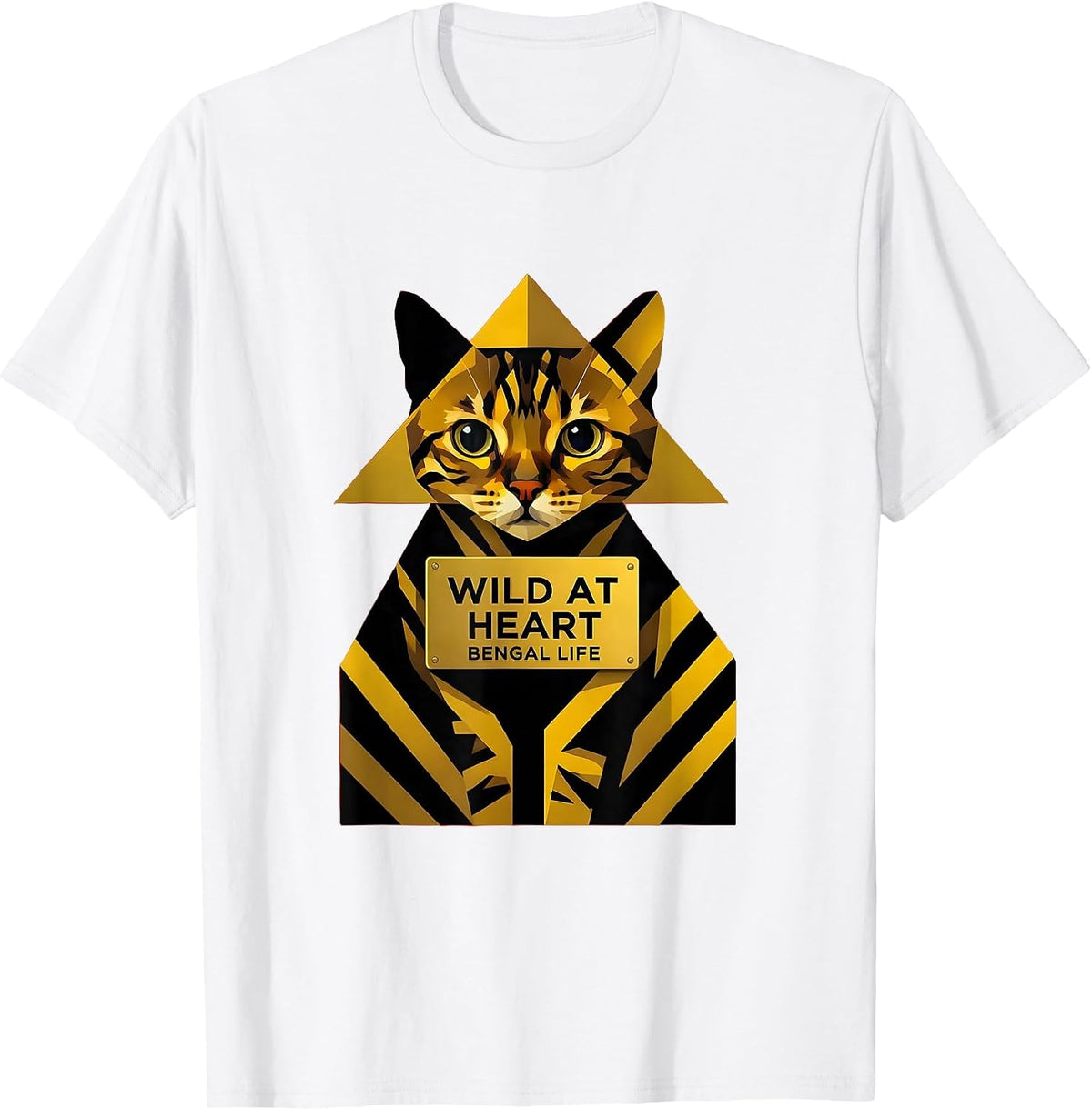 Men's Wild at Heart Bengal Cat Lover Design T-Shirt - White