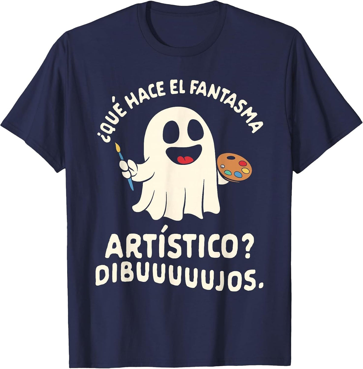 Halloween Spanish Teacher Que Hace El Fantasma Artistico T-Shirt - Navy Blue
