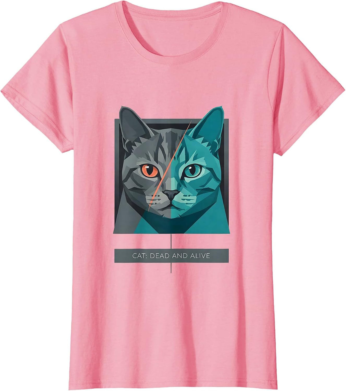 Women's Cat: Dead And Alive Funny Quantum Physics Science Student T-Shirt - Pink