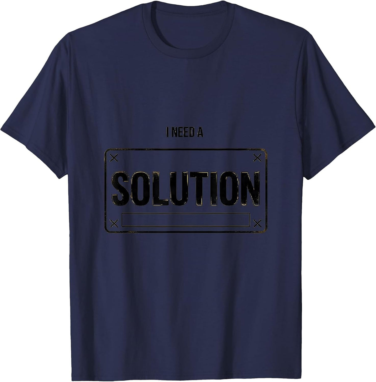 Men's I Need A Solution Minimalist Chemistry Pun Science Student T-Shirt - Navy Blue