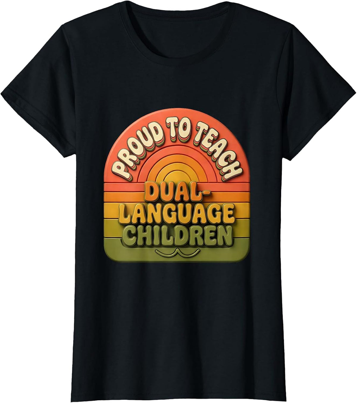 Women's Proud To Teach Dual-Language Children Retro Spanish Teacher T-Shirt - Black
