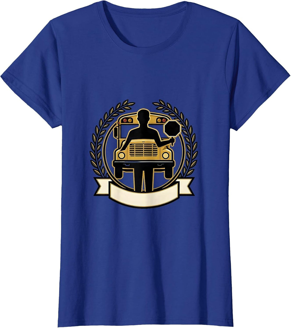 Women's School Bus Driver Crest Emblem Novelty Gift T-Shirt - Royal Blue