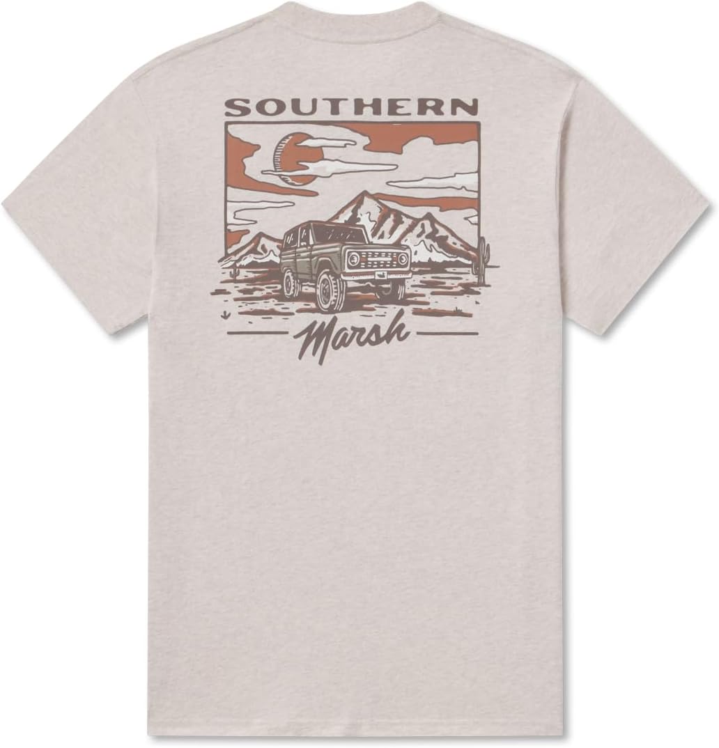 Southern Marsh Men's High Desert Rodeo T-Shirt, Short Sleeve Tee - Washed Oatmeal