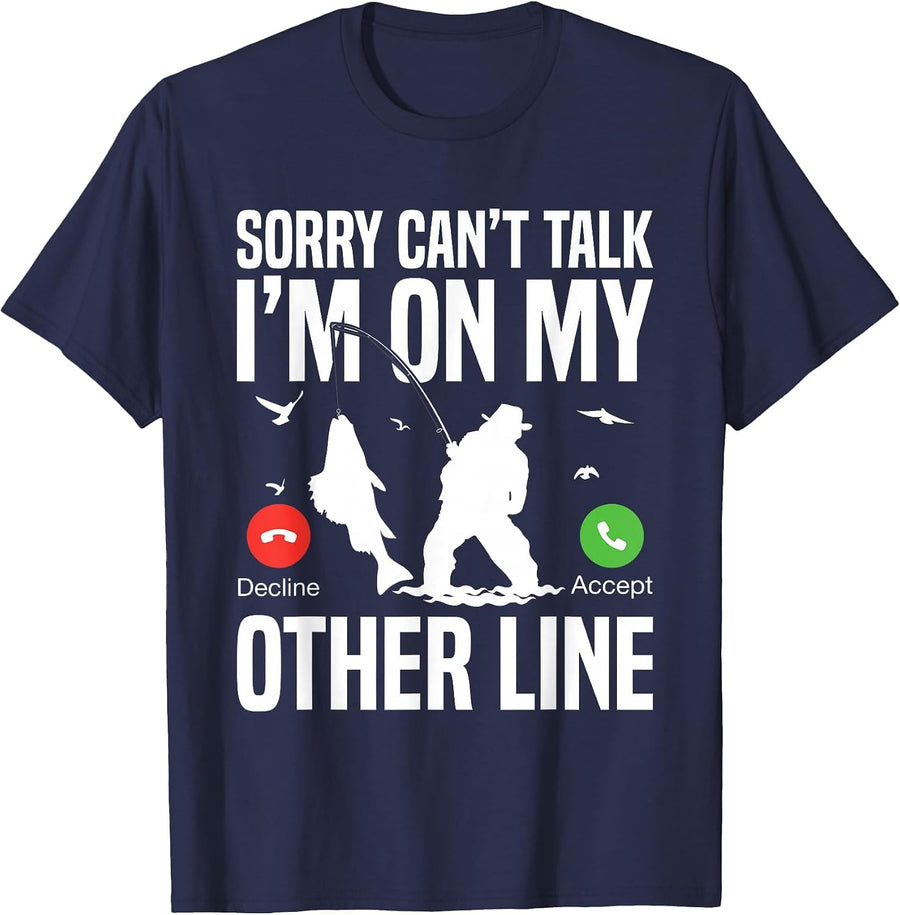 Funny Fishing Fish Hunting Lover Design, Fisherman Adventure T-Shirt - Navy Blue