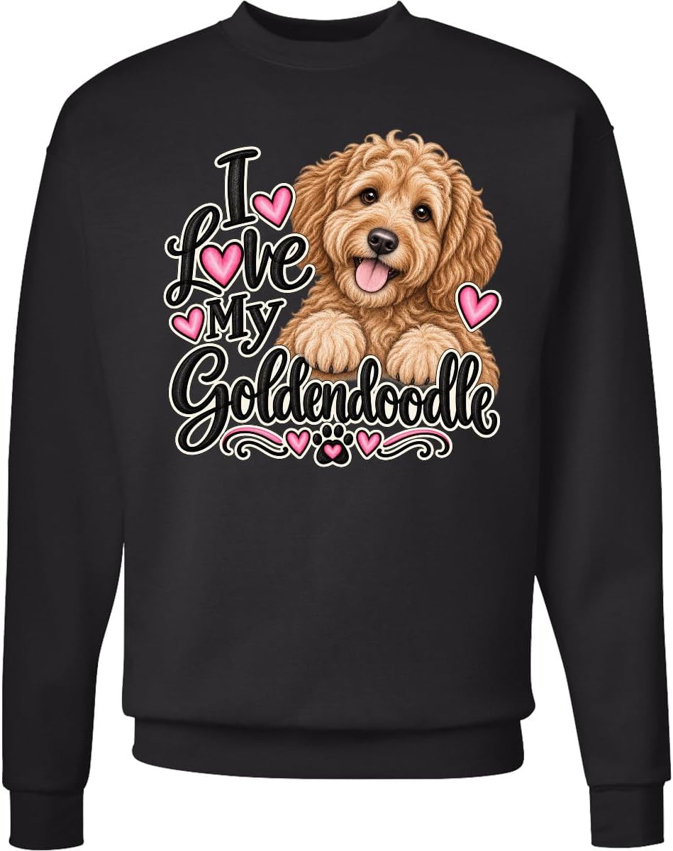 inktastic I Love My Goldendoodle Dog Adult Sweatshirt - Black