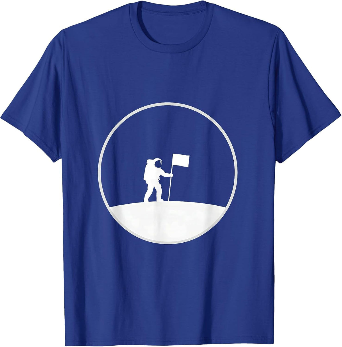 Astronaut Planting Flag on Moon Surface T-Shirt - Royal Blue