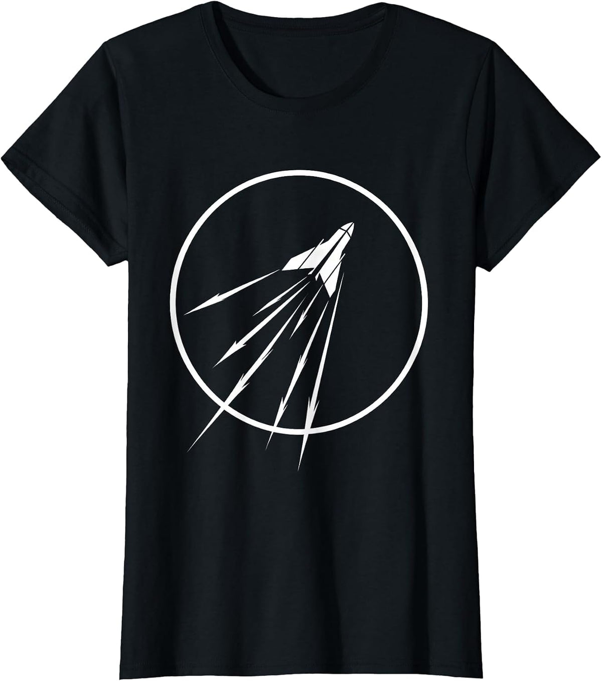 Space Shuttle Shooting Stars Cosmic Breakup Design T-Shirt - Black