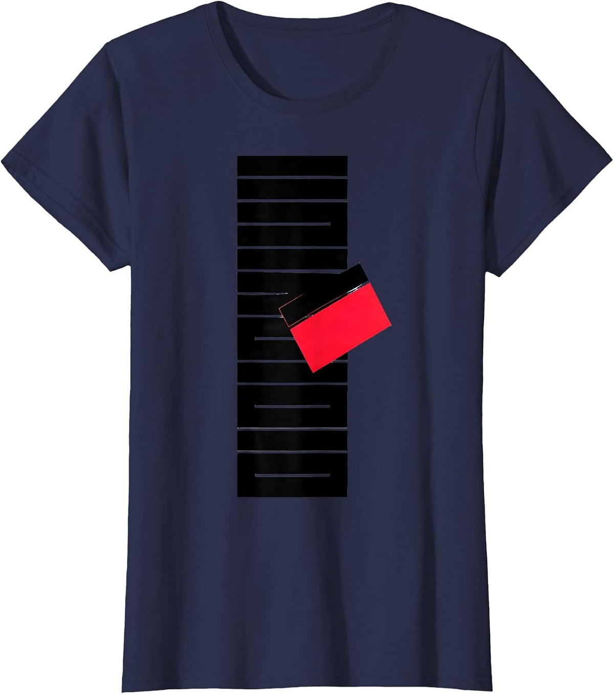 Women's Abstract Letter-Block Dyslexia Awareness Humor T-Shirt - Navy Blue
