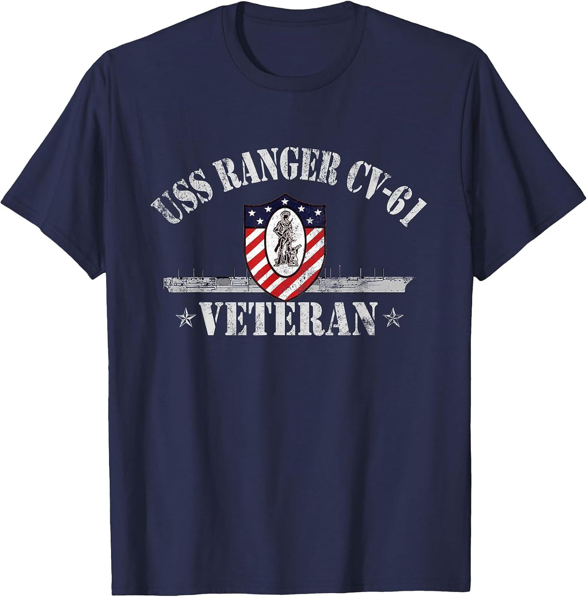 USS Ranger CV-61 Veteran Shirt Thanksgiving Veterans Day Men T-Shirt - Navy Blue