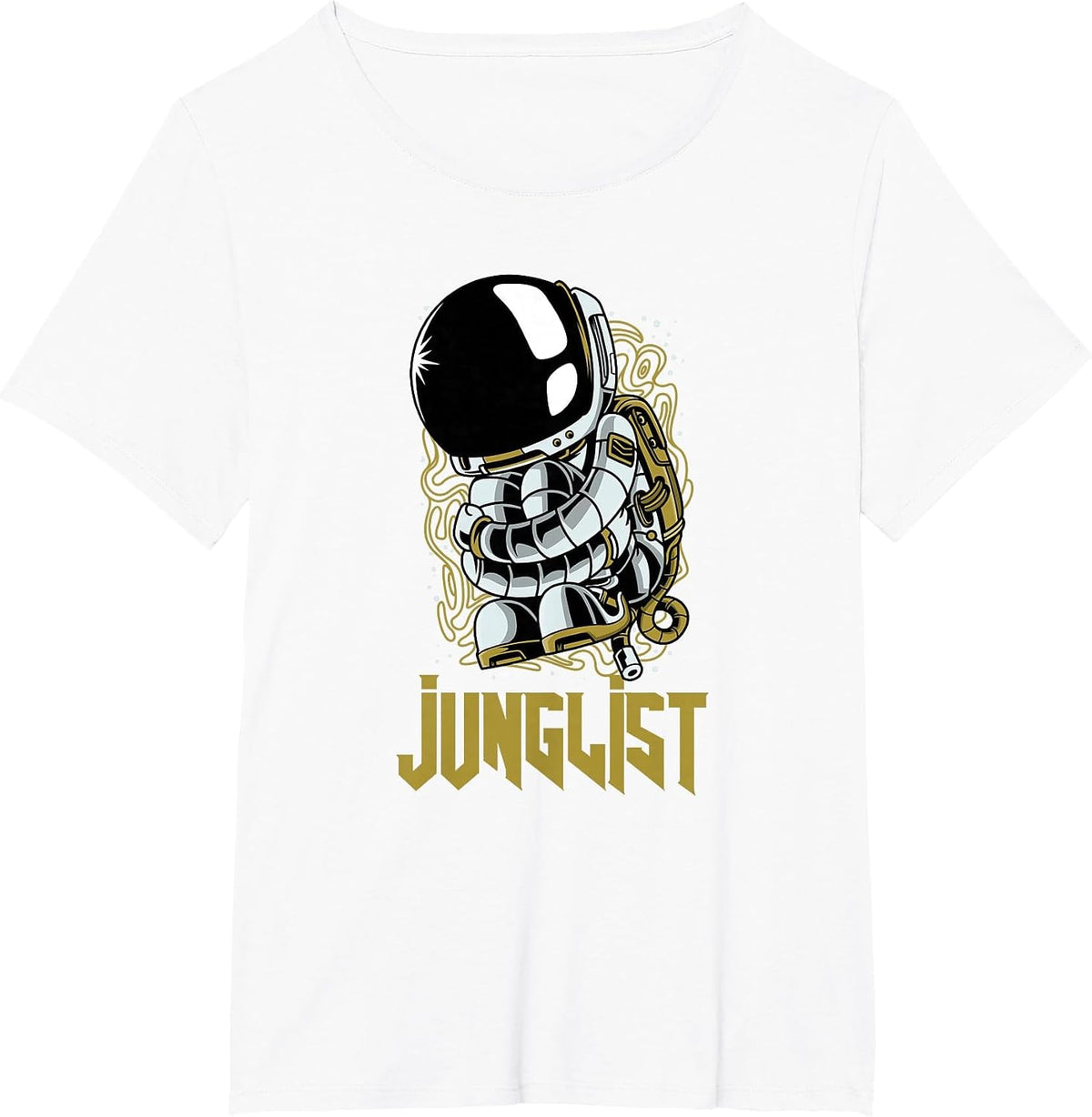 Junglist Spaceman174 BPM DnB Music Liquid EDM Drum and Bass T-Shirt - White