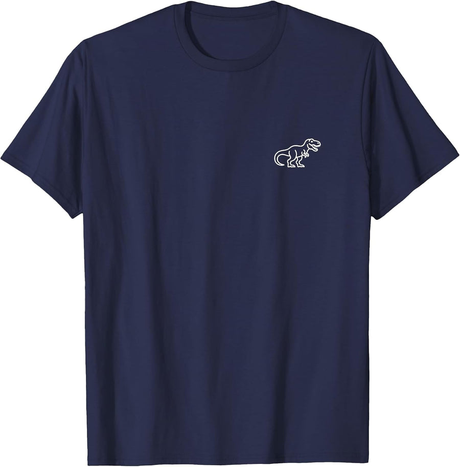 T-Rex Minimalist Badge Patch Line Art Dinosaur T-Shirt - Navy Blue
