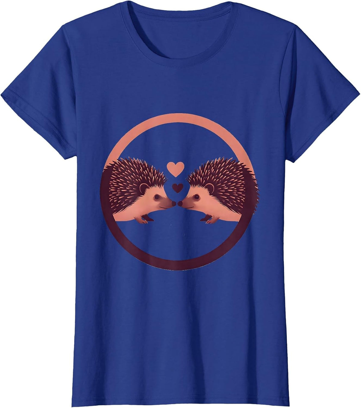Women's Hedgehog Love Nose Touch Cute Couple Graphic T-Shirt - Royal Blue