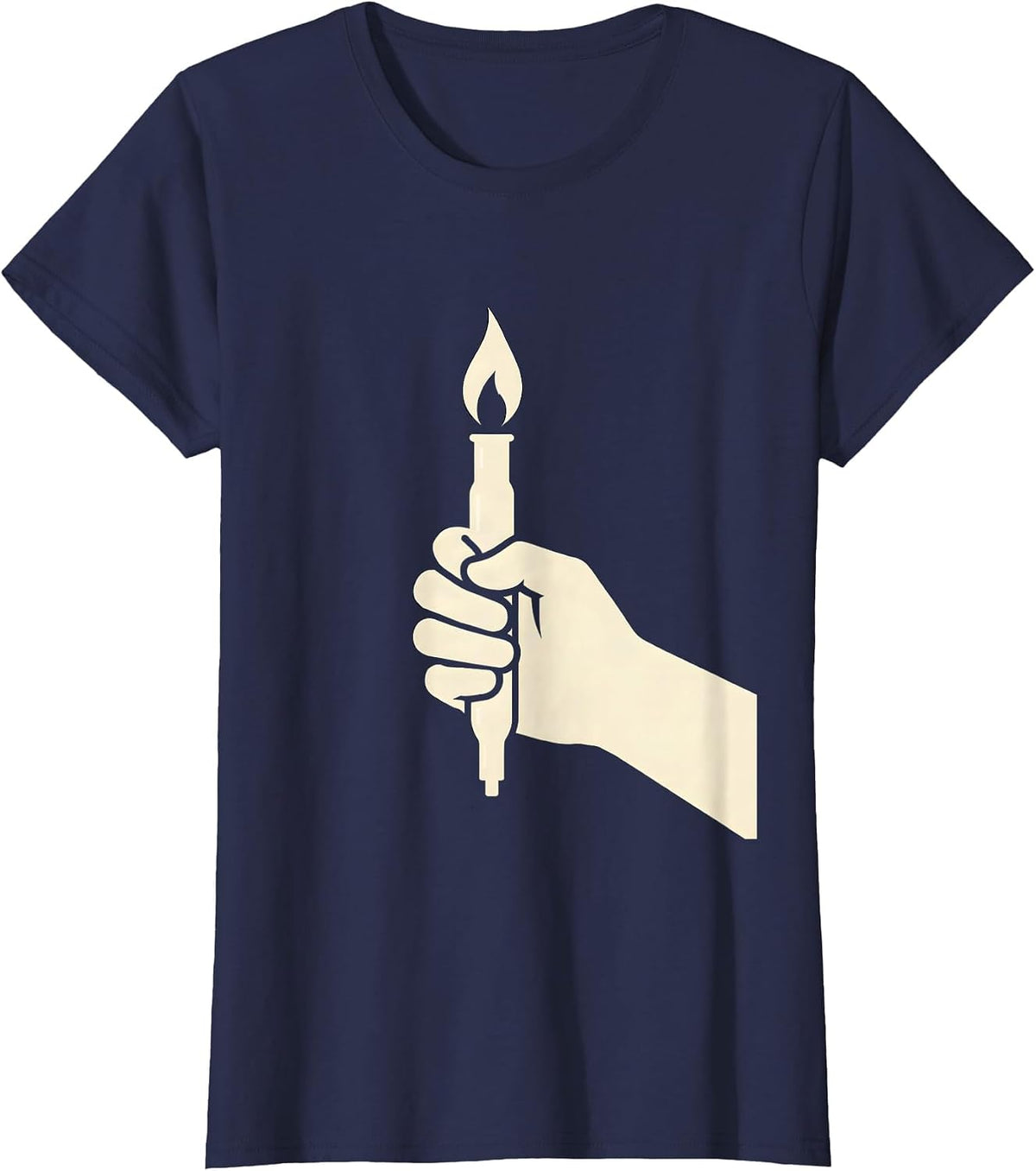 Women's Science Teacher Bunsen Burner Flame Illustration T-Shirt - Navy Blue