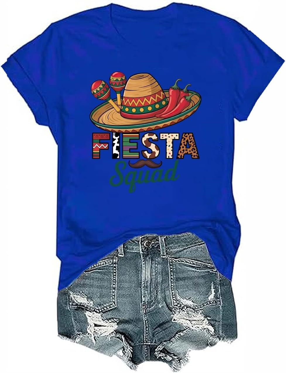 Mexican Funny Cinco De Mayo Party T-Shirt Happy Cinco De Mayo Shirts for Women Men - Crewneck Royal Blue