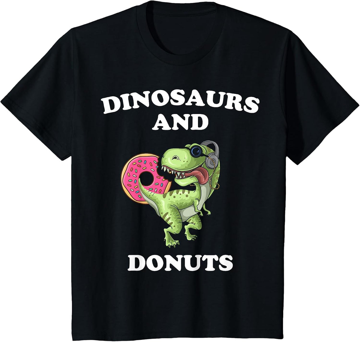 Dinosaur Donut Lover Cute Funny Dinosaurs and Donut Theme T-Shirt - Black