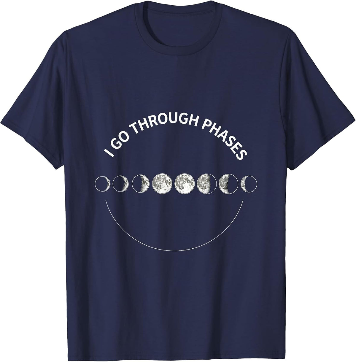 Men's I Go Through Phases Retro Moon Phase Astronomy Astrology T-Shirt - Navy Blue