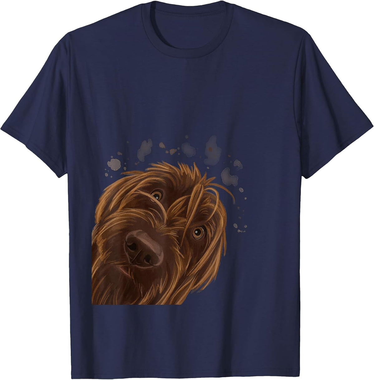 Funny Curious Dog Wirehaired Pointing Griffon T-Shirt - Navy Blue