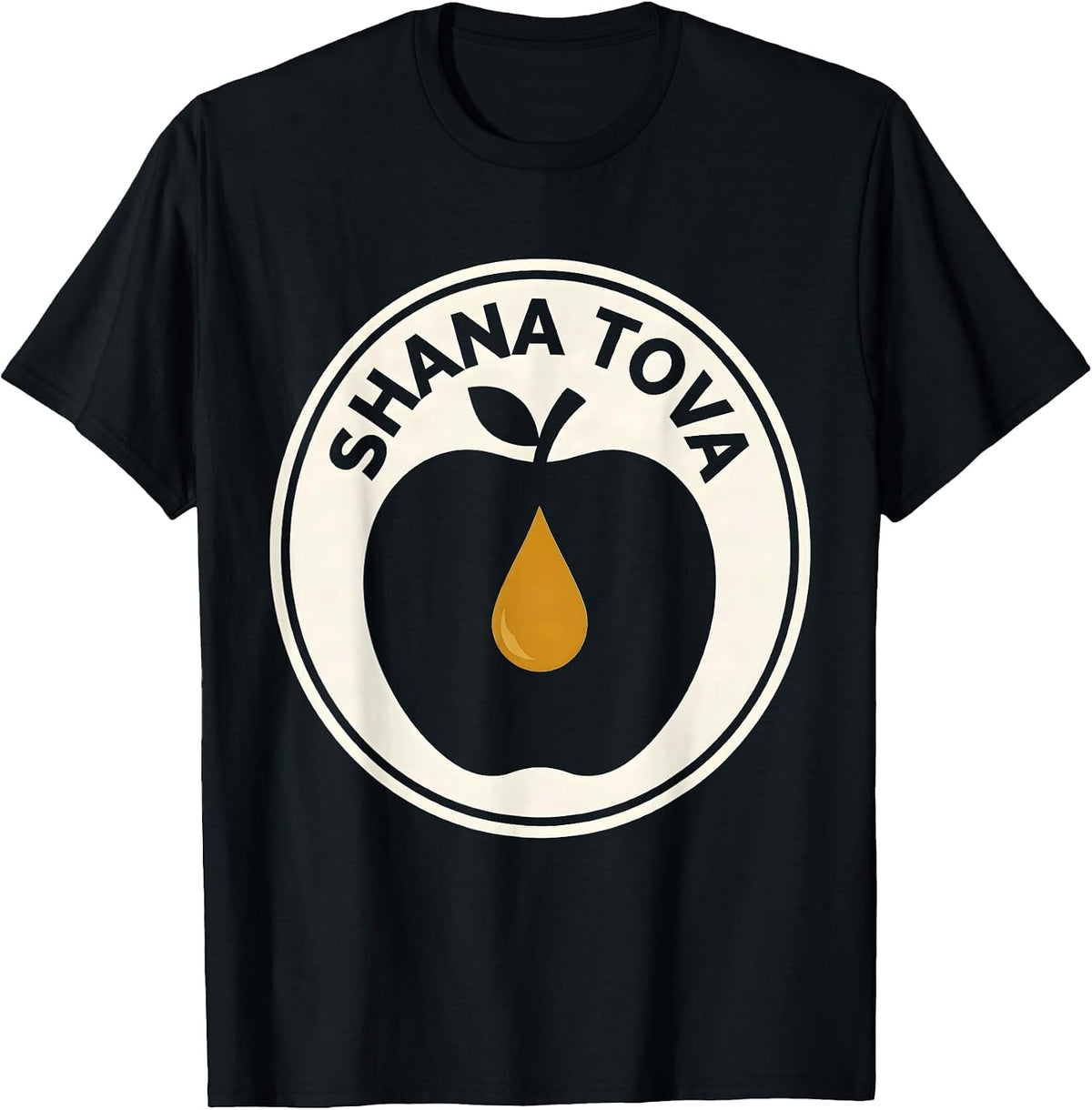 Men's Shana Tova Minimalist Jewish New Year Apple Honey Gift T-Shirt - Black