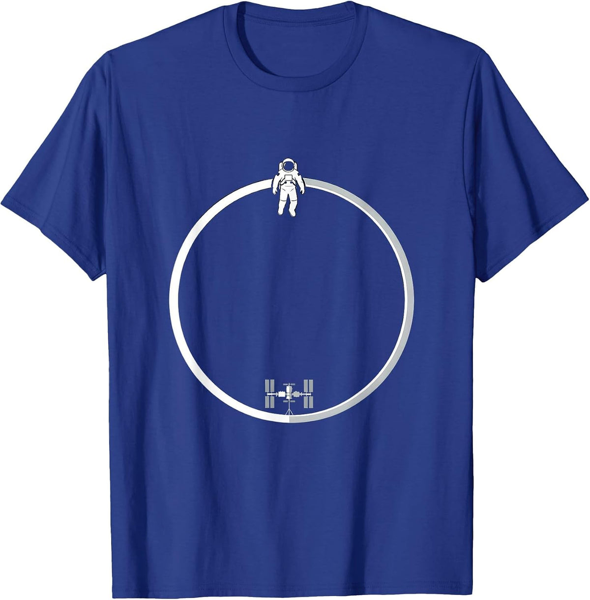 Astronaut Floating Away From Space Station T-Shirt - Royal Blue
