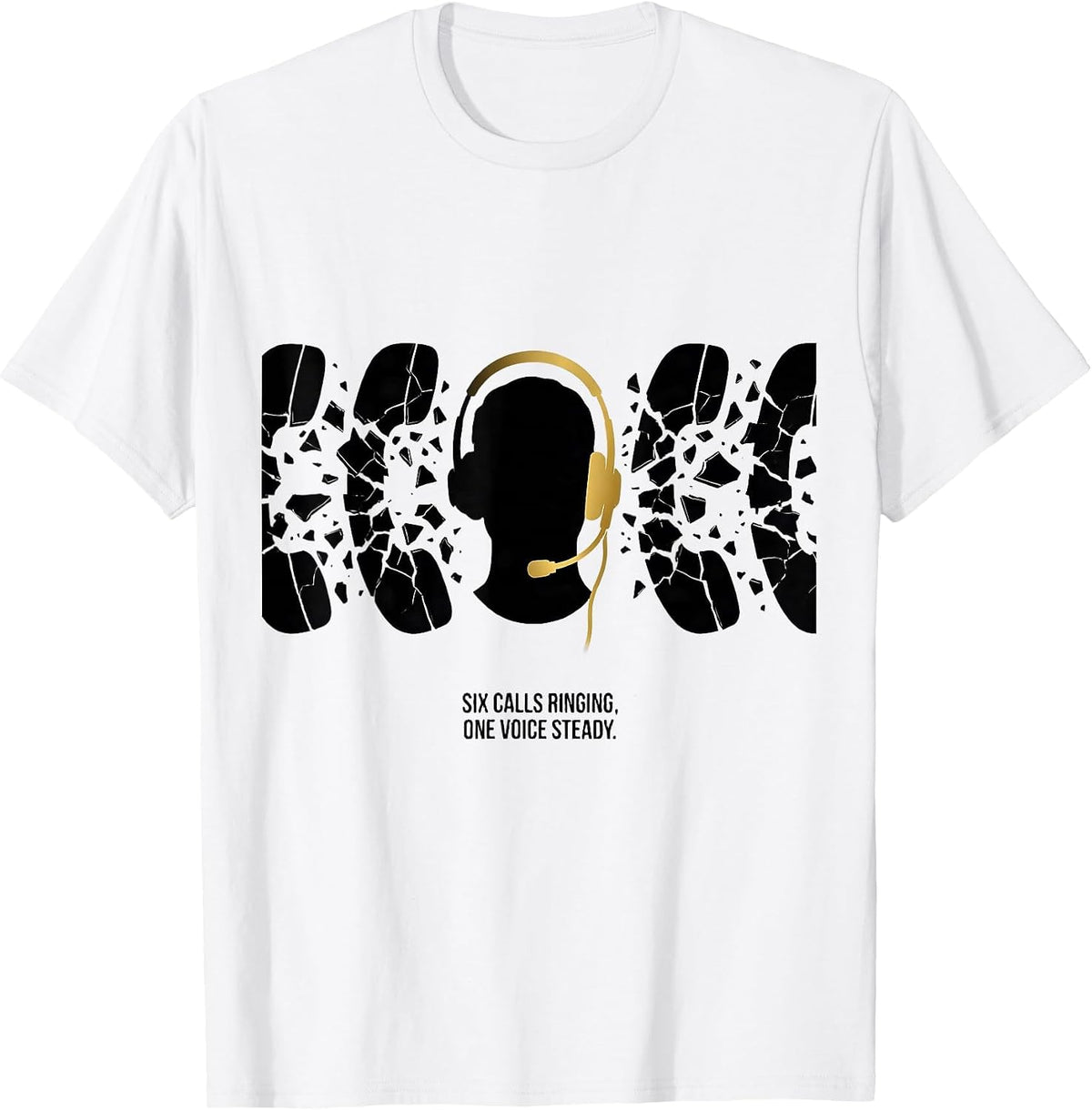 Men's Six Calls Ringing, One Voice Steady Thin Line 911 Dispatcher T-Shirt - White