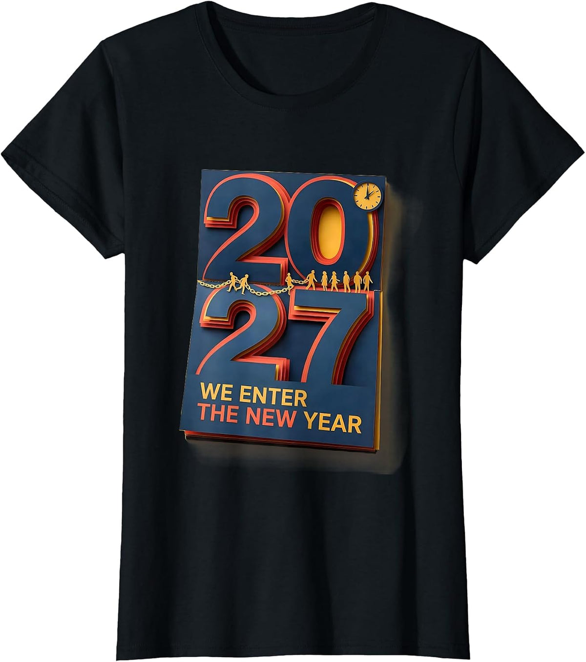 We Enter The New Year 2027 Festive Family Party Countdown T-Shirt - Black