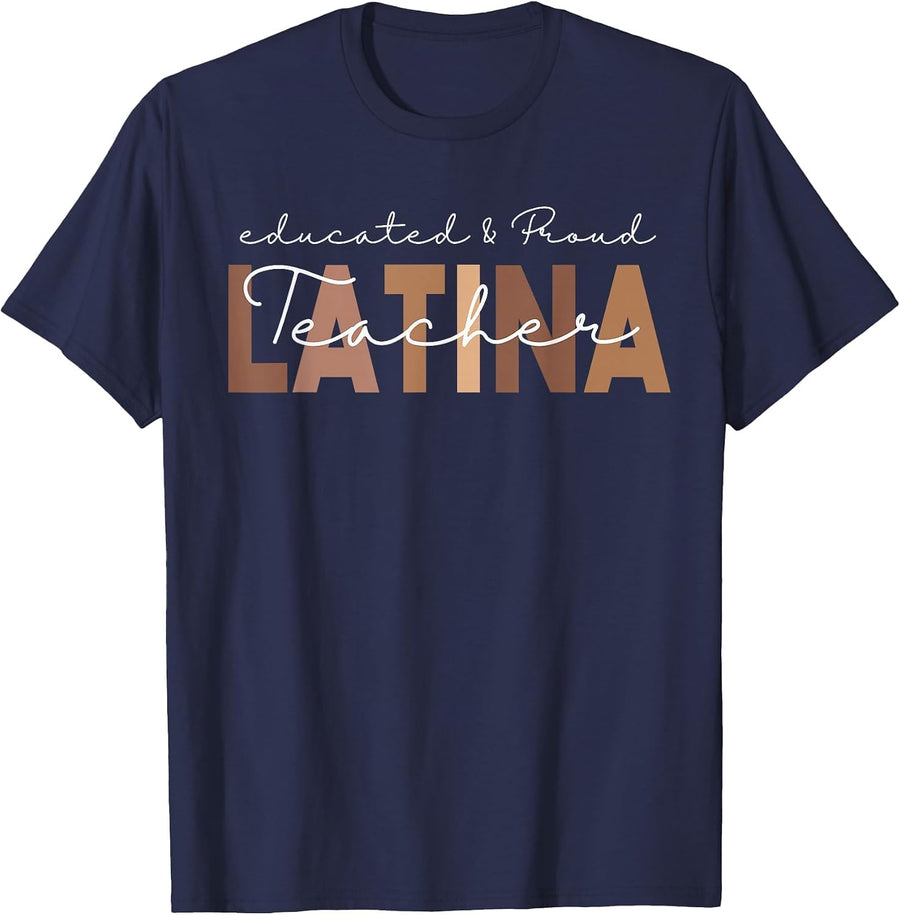 Latina Teacher Maestra Educated & Latino Teachers Women T-Shirt - Navy Blue