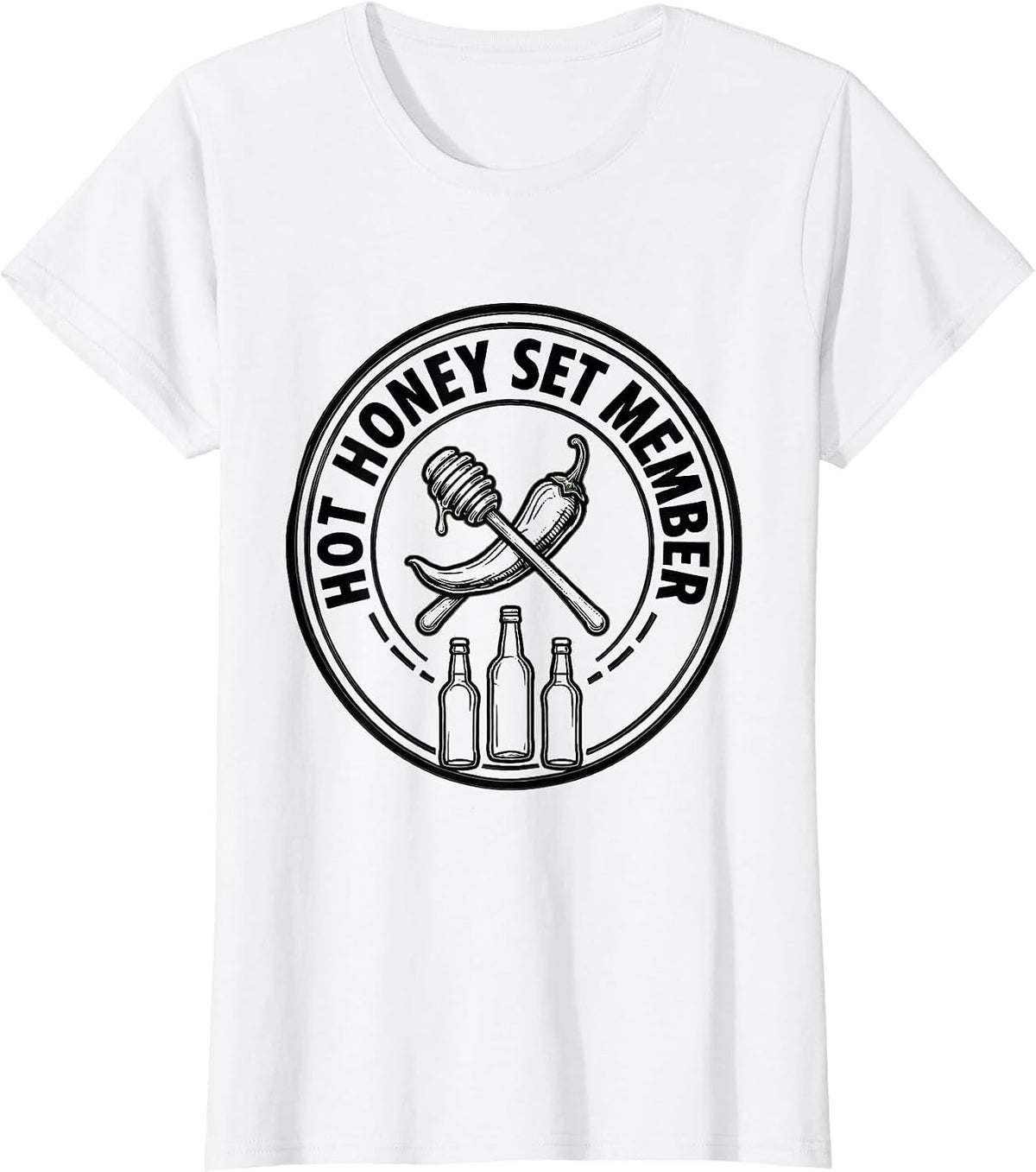 HOT HONEY SET MEMBER Line Art Halloween Condiment Group T-Shirt - White