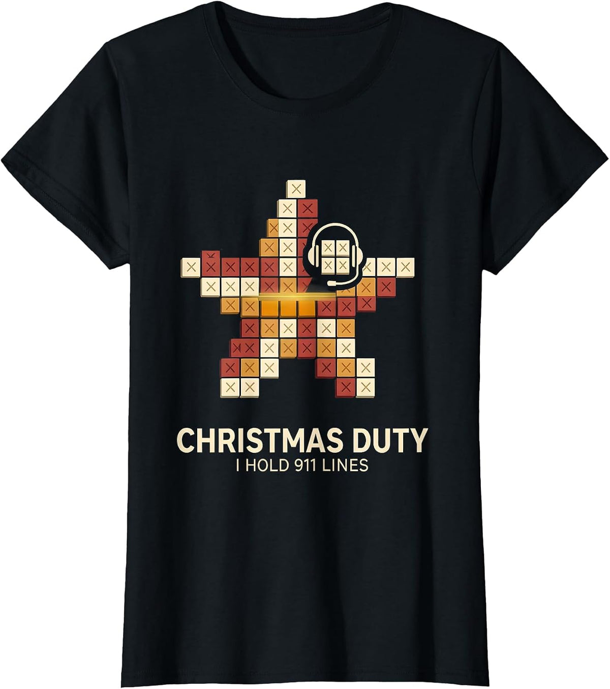 Women's Christmas Duty I Hold 911 Lines Funny 911 Dispatcher T-Shirt - Black