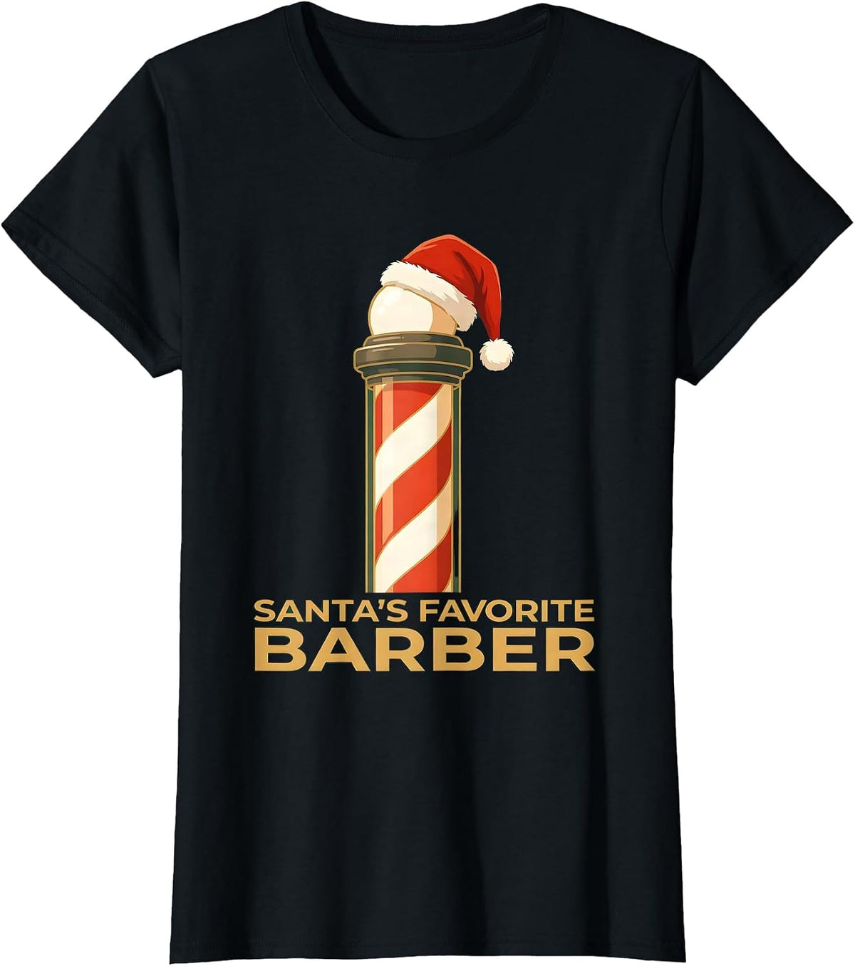 Santa's Favorite Barber Funny Christmas Barber Gift T-Shirt - Black
